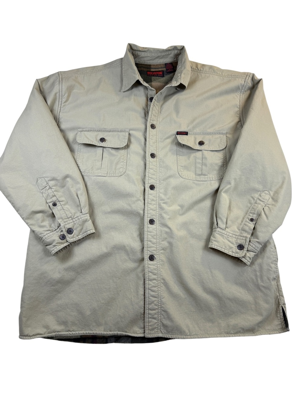 Vintage Wolverine Mens Shirt Jacket XL Canvas Fleece Coat Y2K Workwear 33K898